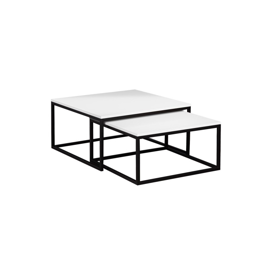 SET 2x Couchtisch DUAL weiß/schwarz