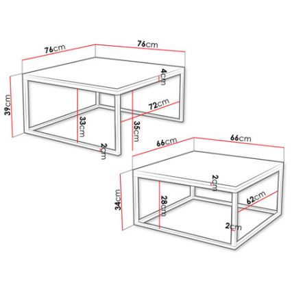 SET 2x Couchtisch DUAL weiß/schwarz