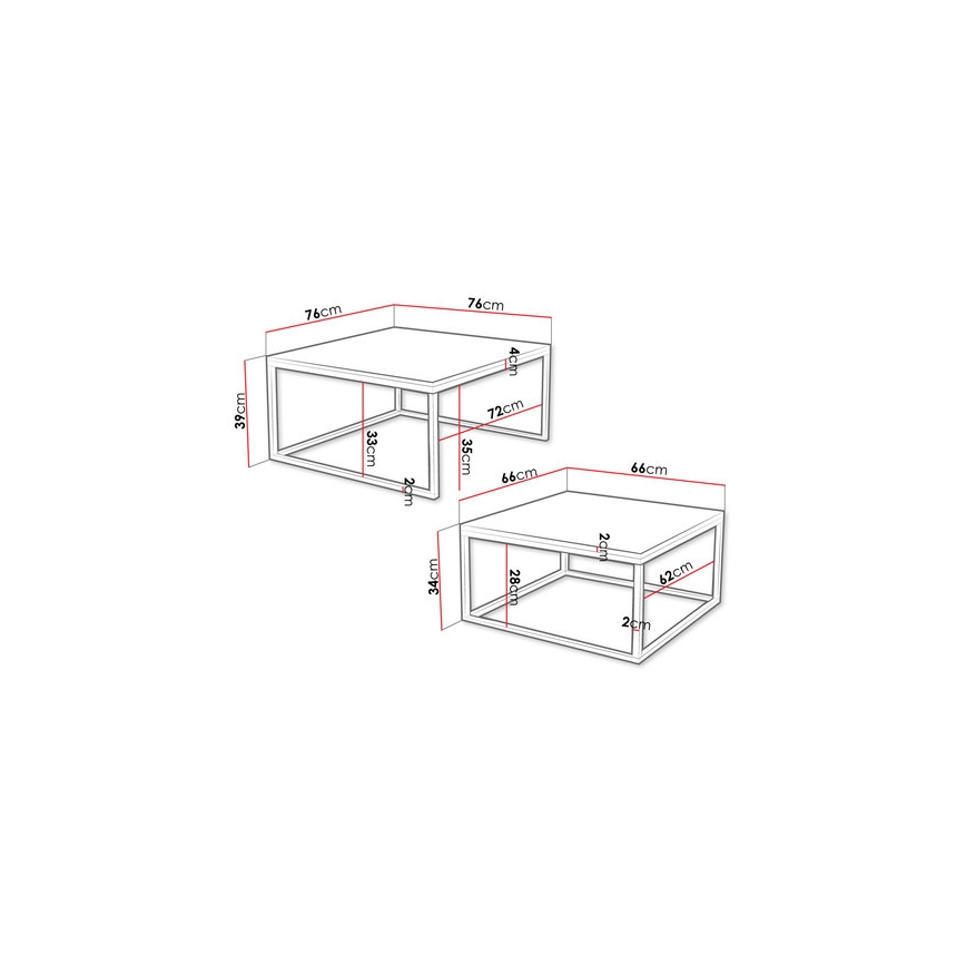 SET 2x Couchtisch DUAL weiß/schwarz