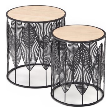 SET 2x Couchtisch FOLLA d 33/40 cm schwarz