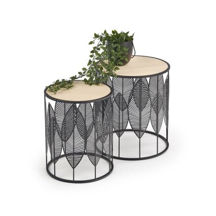 SET 2x Couchtisch FOLLA d 33/40 cm schwarz