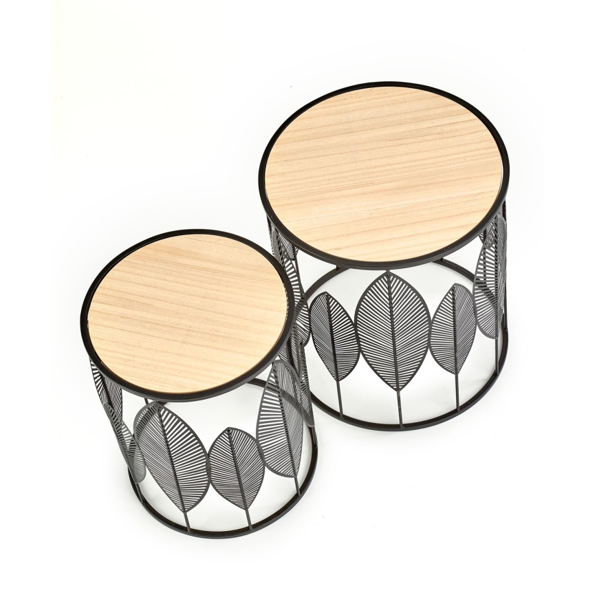 SET 2x Couchtisch FOLLA d 33/40 cm schwarz
