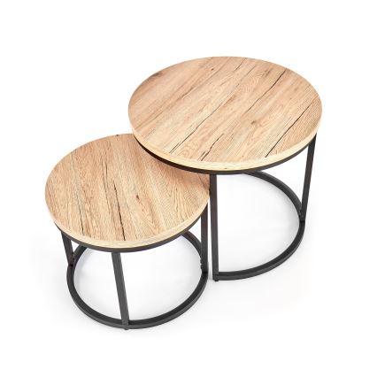Set 2x Couchtisch JENO Eiche/Schwarz