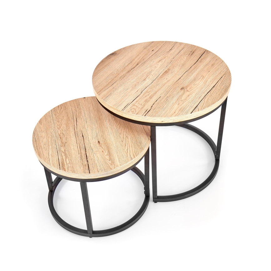 Set 2x Couchtisch JENO Eiche/Schwarz