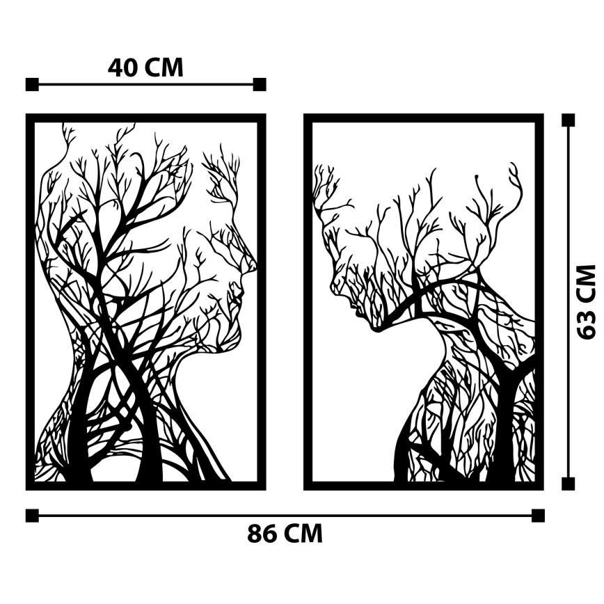 SET 2x Decorazione da muro 86x63 cm Albero della Vita metallo
