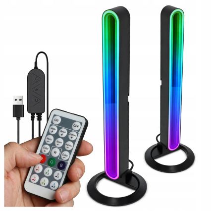 Set 2x dimmbare LED-RGBIC-Tischlampen LED/5W/5V schwarz + Fernbedienung