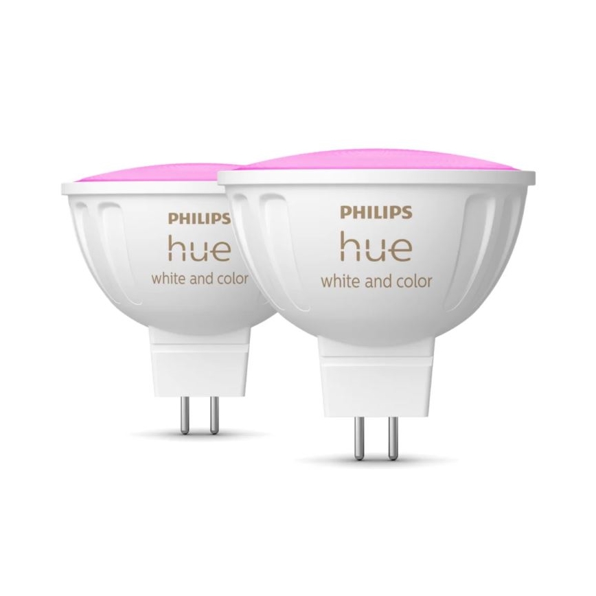SET 2x Dimmbares LED-RGBW-Leuchtmittel Philips Hue White And Color Ambiance GU5,3/MR16/6,3W/12V 2000-6500K