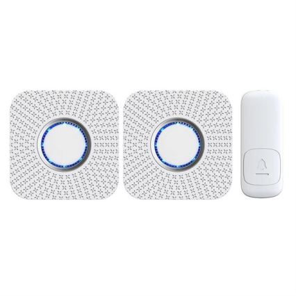 SET 2x Kabellose Steckdosen-Türklingel kinetisch 230V weiß