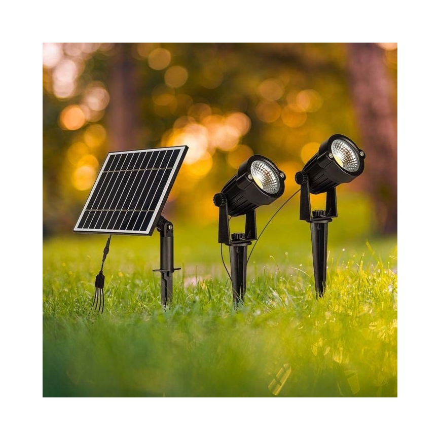SET 2x Lampada solare LED da esterno 2xLED/1,2W/3,7V IP65 3000K