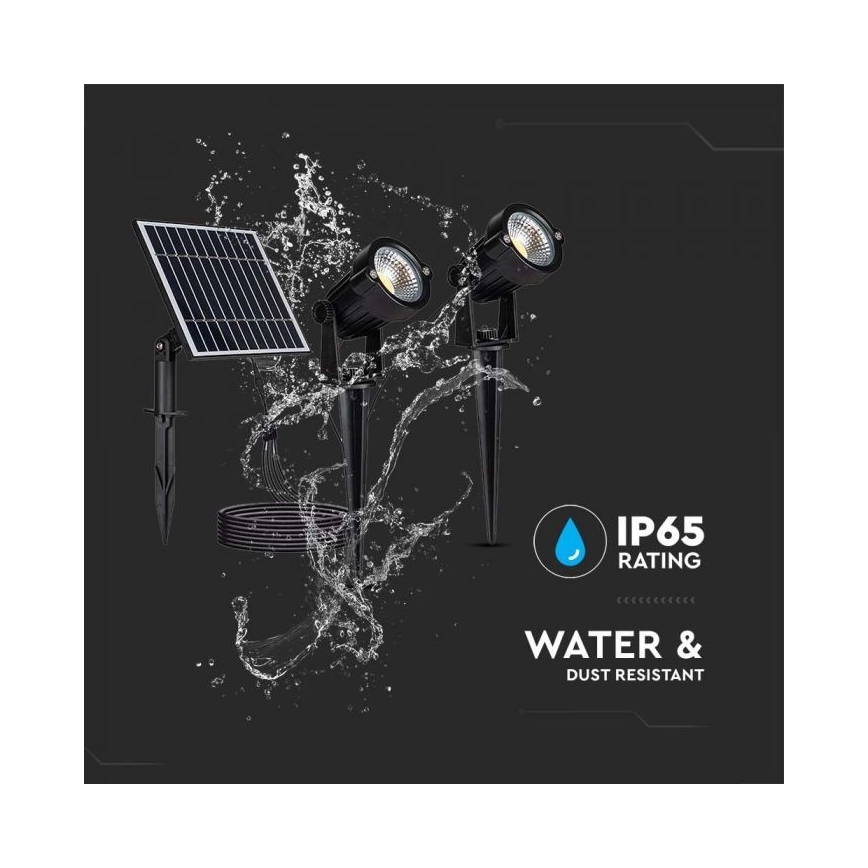 SET 2x Lampada solare LED da esterno 2xLED/1,2W/3,7V IP65 3000K