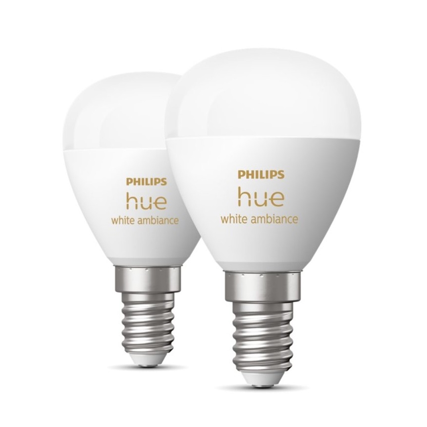 SET 2x Lampadina LED dimmerabile Philips Hue WHITE AMBIANCE P45 E14/5,1W/230V 2200-6500K