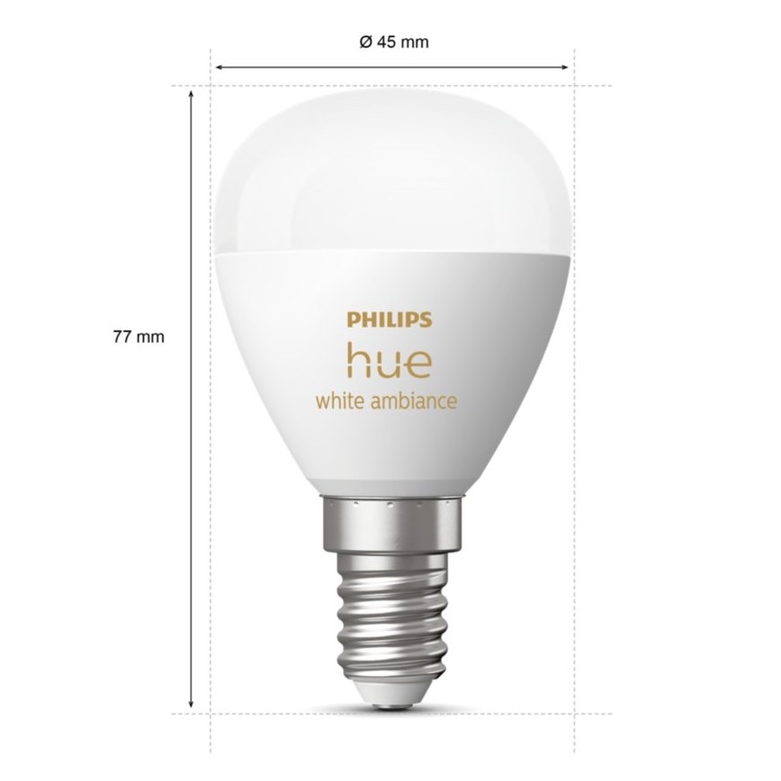 SET 2x Lampadina LED dimmerabile Philips Hue WHITE AMBIANCE P45 E14/5,1W/230V 2200-6500K