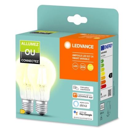 SET 2x Lampadina LED Dimmerabile SMART+ A60 E27/6W/230V 2700K - Ledvance