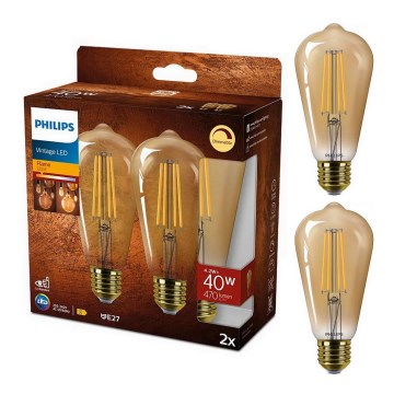 SET 2x Lampadina LED dimmerabile VINTAGE Philips ST64 E27/4,2W/230V 2200K