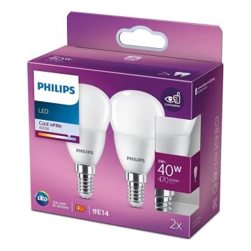 SET 2x Lampadina LED Philips P45 E14/5W/230V 4000K