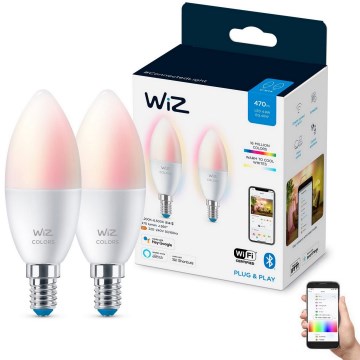 SET 2x Lampadina LED RGBW dimmerabile C37 E14/4,9W/230V 2200-6500K Wi-Fi - WiZ