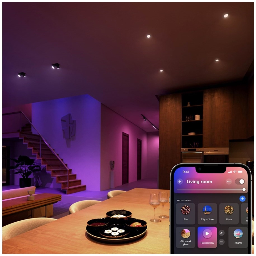 SET 2x Lampadina LED RGBW dimmerabile Philips Hue White And Color Ambiance GU5,3/MR16/6,3W/12V 2000-6500K
