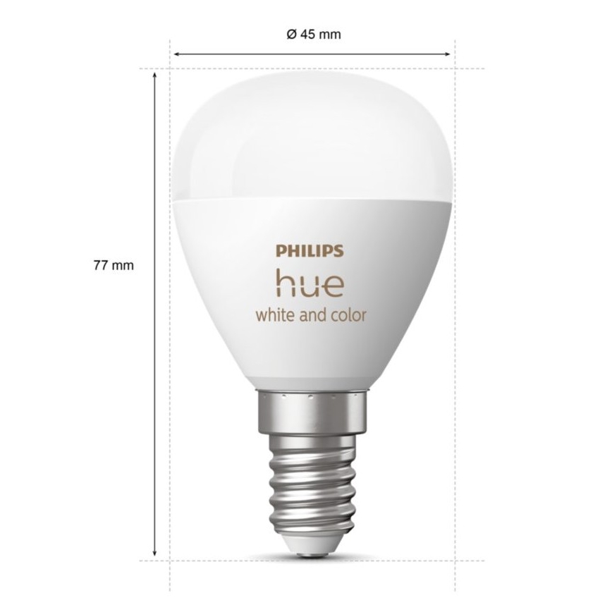 SET 2x Lampadina LED RGBW dimmerabile Philips Hue White And Color Ambiance P45 E14/5,1W/230V 2000-6500K
