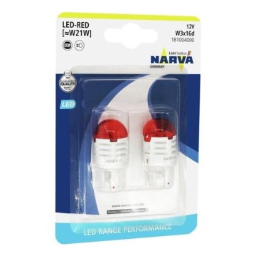 SET 2x LED Auto-Lampe W21W W3x16d/1,75W/12V rot - Narva 18100RPNVAB2