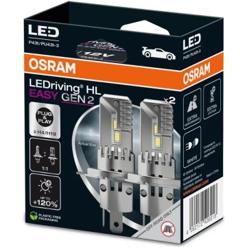 SET 2x LED-Autolampe LEDriving H4/H19 P43t/PU43T-3/25W/12V 6500K - Osram