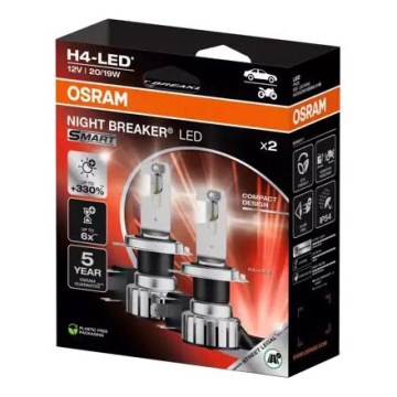 SET 2x LED-Autolampe NIGHT BREAKER H4 P43t/20/19W/12V - Osram