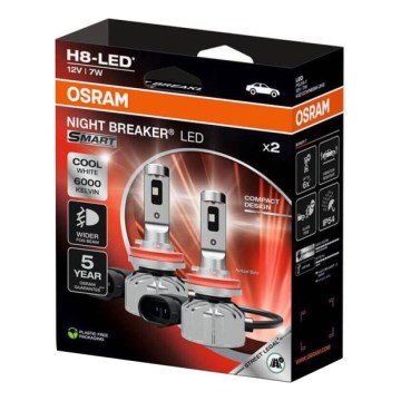 Set 2x LED-Autolampe NIGHT BREAKER SMART H8 PGJ19-1/7W/12V 6000K - Osram