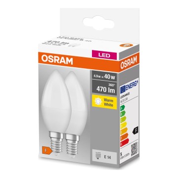 SET 2x LED-Glühlampe B38 E14/4,9W/230V 3000K - Osram
