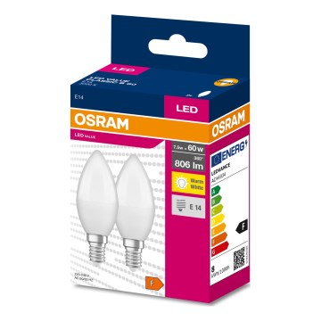 SET 2x LED-Glühlampe B38 E14/7,5W/230V 3000K - Osram