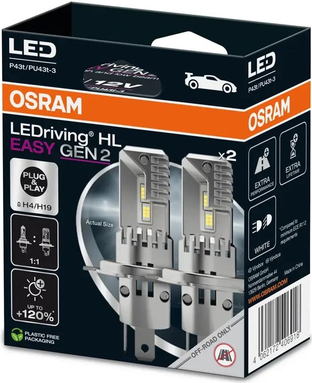 SET 2x LED Lampadine auto LEDriving H4/H19 P43t/PU43T-3/25W/12V 6500K - Osram