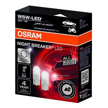 SET 2x LED Lampadine auto NIGHT BREAKER W2.1x9.5d/1W/12V 5700K - Osram