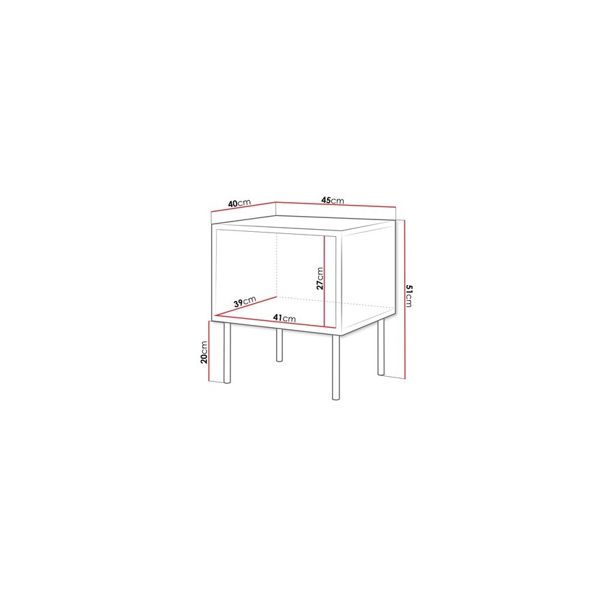 SET 2x Nachttisch CORTINA 51x45 cm schwarz