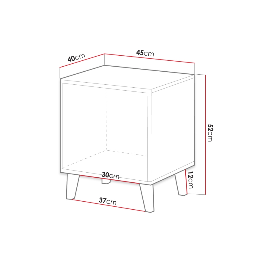 SET 2x Nachttisch VAMOS 52x45 cm anthrazit
