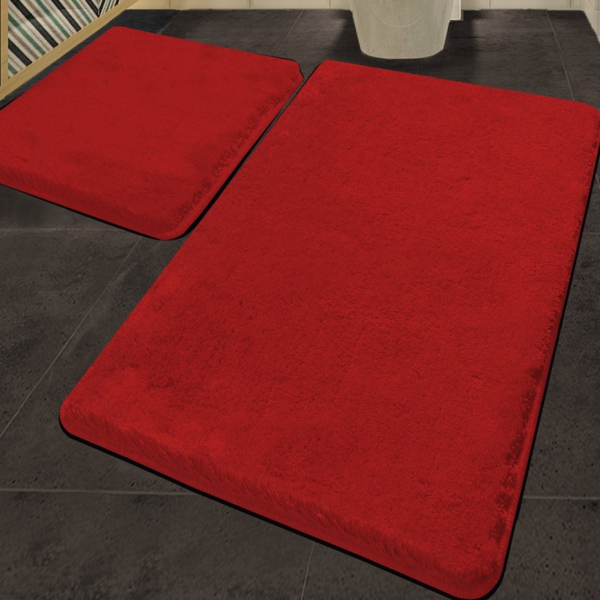 SET 2x Tappeto da bagno 60/100 cm rosso