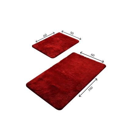 SET 2x Tappeto da bagno 60/100 cm rosso