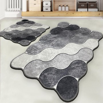 SET 2x Tappeto da bagno CIRCLE 60/100 cm grigio