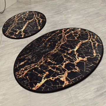 SET 2x Tappeto da bagno GOLDES 60/100 cm nero/oro