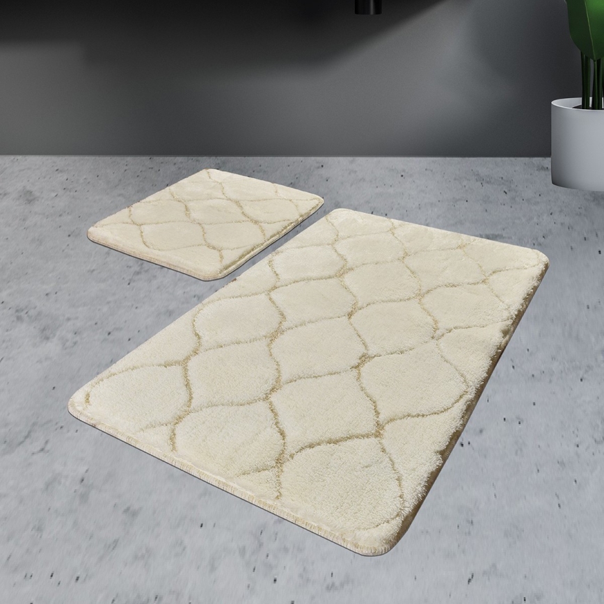 SET 2x Tappeto da bagno INFINITY 60/100 cm beige