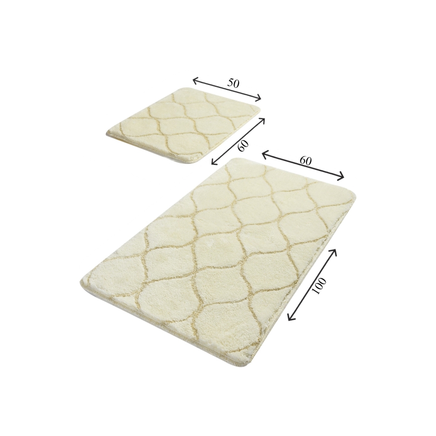 SET 2x Tappeto da bagno INFINITY 60/100 cm beige
