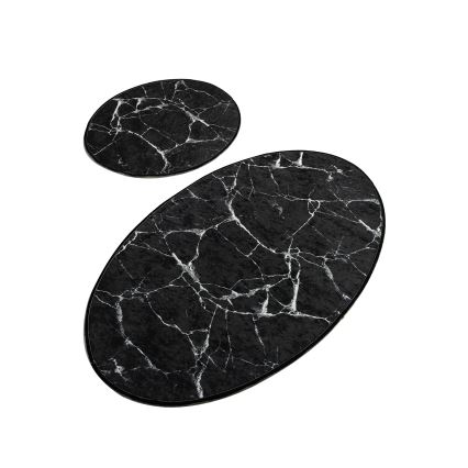 SET 2x Tappeto da bagno MARBLE 50x60/60x100 cm nero