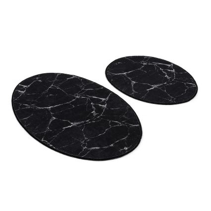 SET 2x Tappeto da bagno MARBLE 50x60/60x100 cm nero