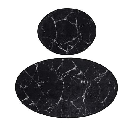 SET 2x Tappeto da bagno MARBLE 50x60/60x100 cm nero