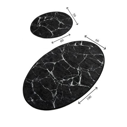 SET 2x Tappeto da bagno MARBLE 50x60/60x100 cm nero