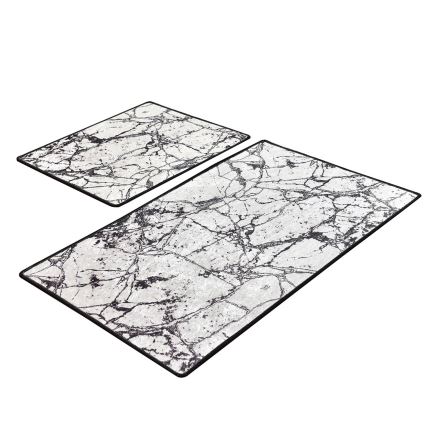 SET 2x Tappeto da bagno MARBLE 60/100 cm bianco/nero