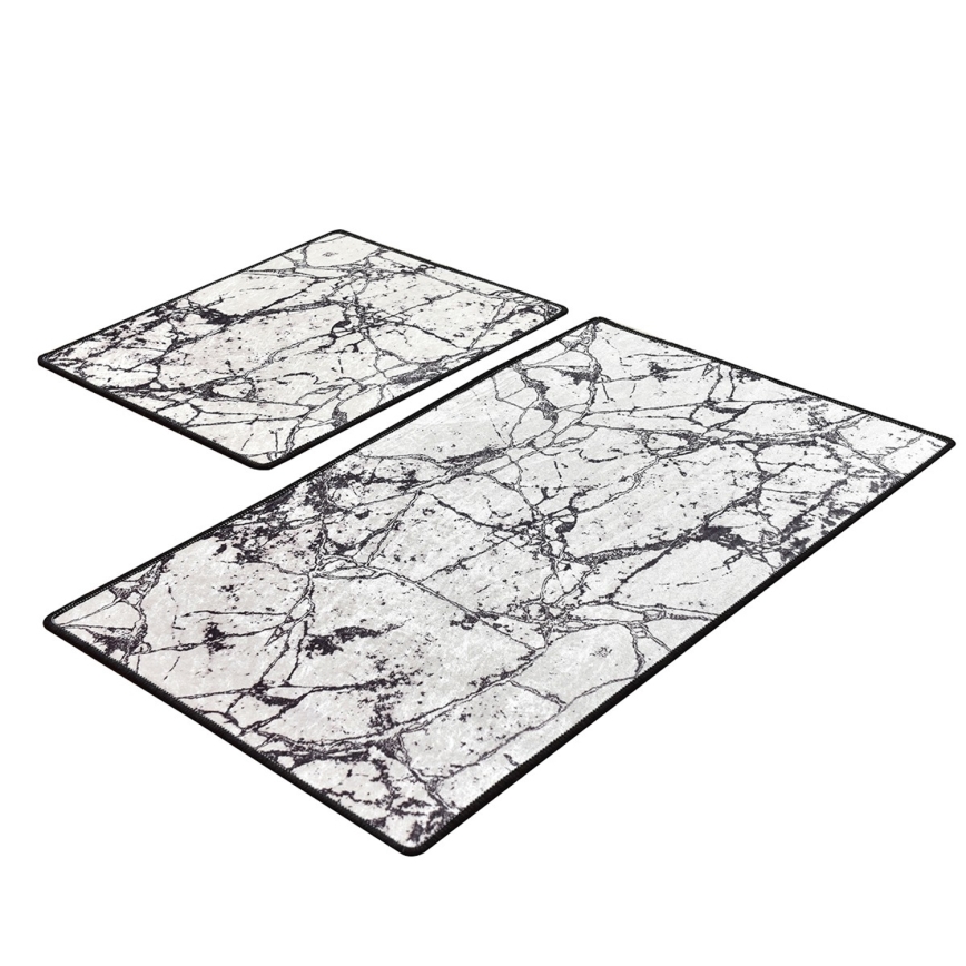 SET 2x Tappeto da bagno MARBLE 60/100 cm bianco/nero