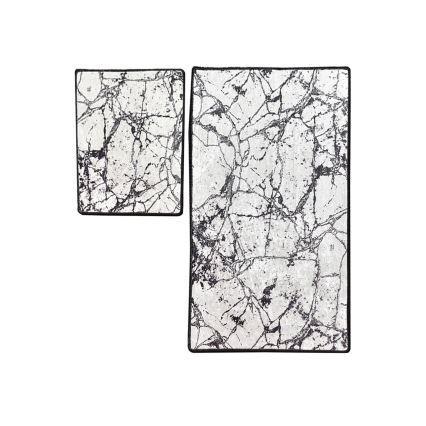 SET 2x Tappeto da bagno MARBLE 60/100 cm bianco/nero