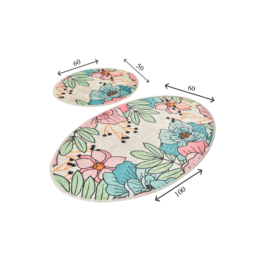 SET 2x Tappeto da bagno SPRING 60/100 cm colorato
