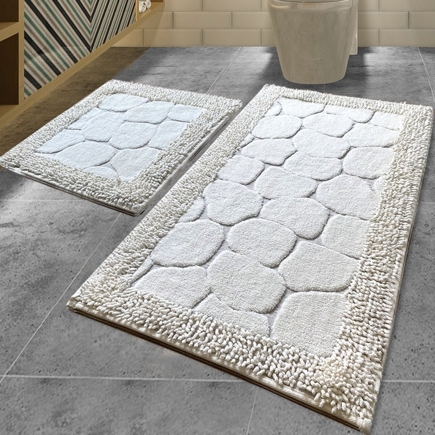 SET 2x Tappeto da bagno STONE 60/100 cm bianco