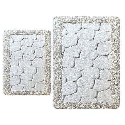 SET 2x Tappeto da bagno STONE 60/100 cm bianco