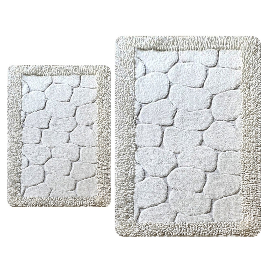 SET 2x Tappeto da bagno STONE 60/100 cm bianco