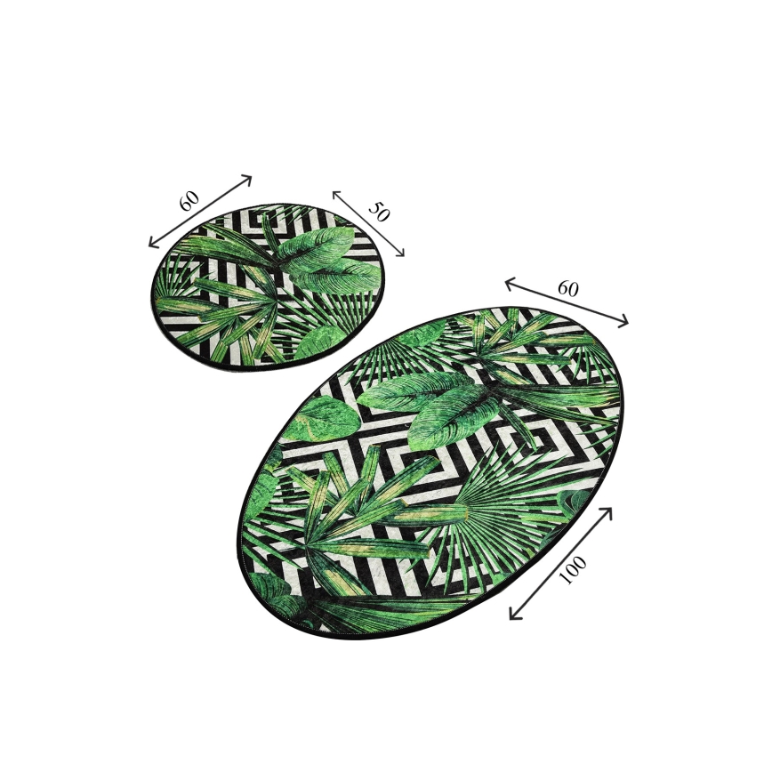 SET 2x Tappeto da bagno TROPIC 60/100 cm verde